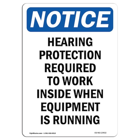 OSHA Notice Sign, Hearing Protection Required To, 5in X 3.5in Decal